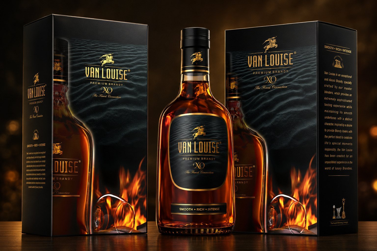 Van Louise XO premium brandy carton — 3D render