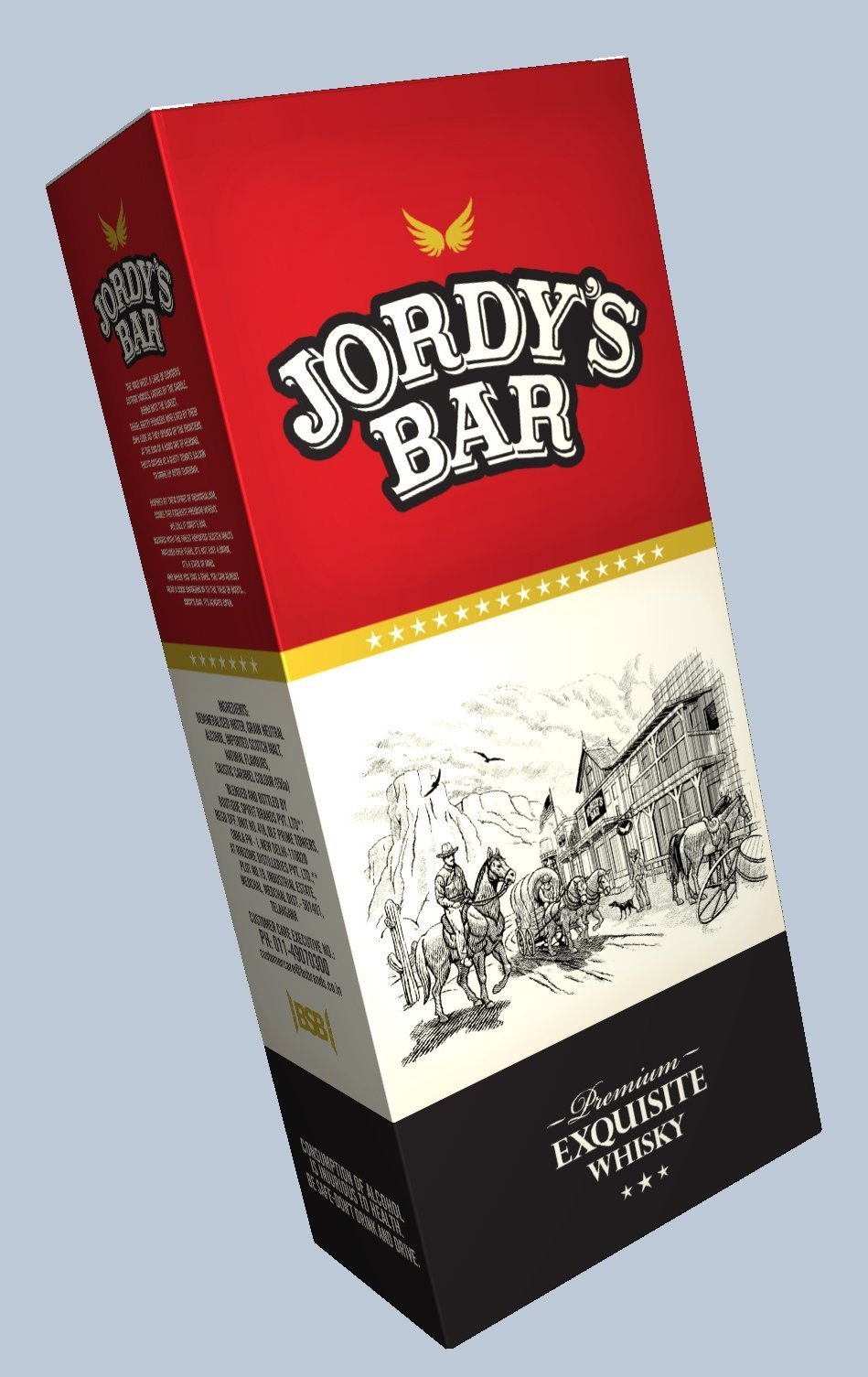 Jordy's Bar whisky carton 3D render